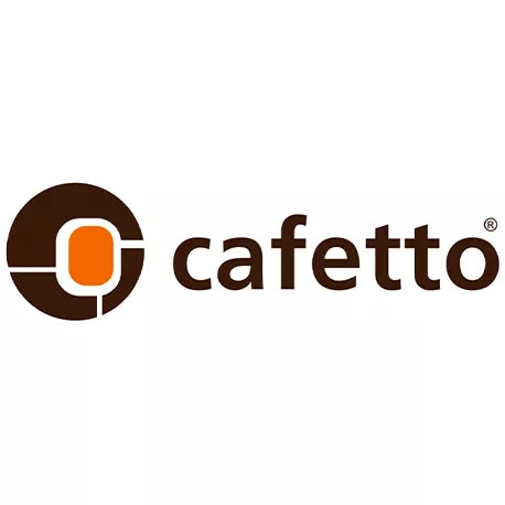 Billedet viser Cafetto-logoet, som inkluderer et stiliseret bogstav "C" integreret med en orange oval form og ledsaget af ordet "cafetto" med brune små bogstaver.