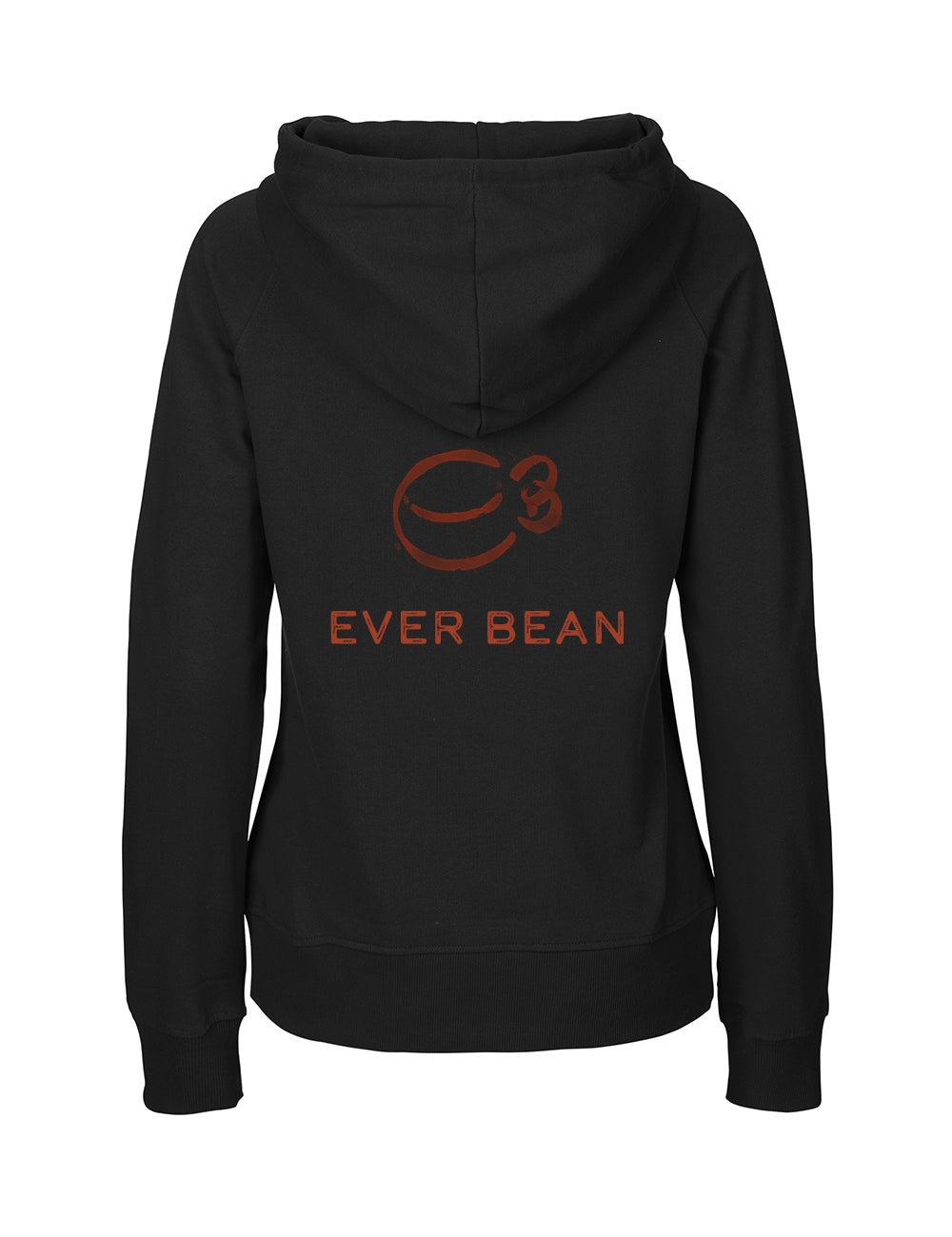 Neutral Dame Hoodie fra Neutral har et kaffebønne-logo med damp og "EVER BEAN" i brun på bagsiden. Den er lavet af fairtrade-bomuld og har en hætte-til-søm-søm og ribkanter på ærmerne. Dens neutrale tone giver alsidighed til enhver lejlighed.